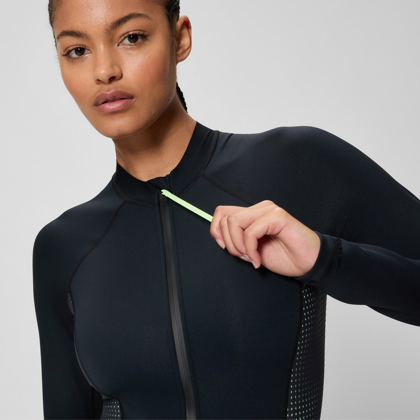 Scuba Flex Long Sleeve Zip Swimsuit Black/Green - Speedo