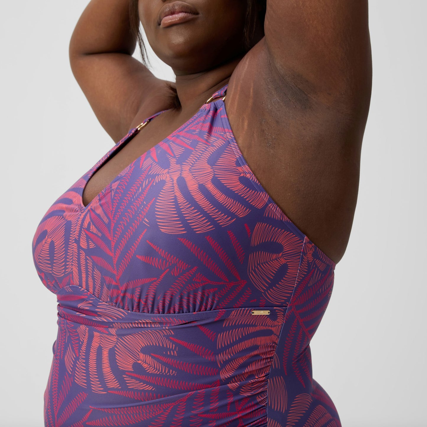 Plus Size Shaping V Neck Swimsuit Pink/Orange - Speedo