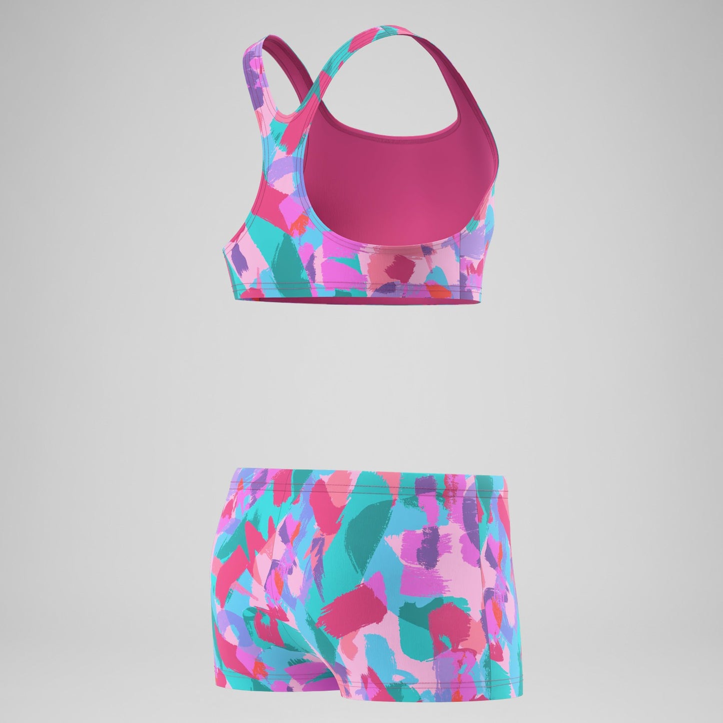 Girls Printed Racerback Bikini Set Pink/Green - Speedo