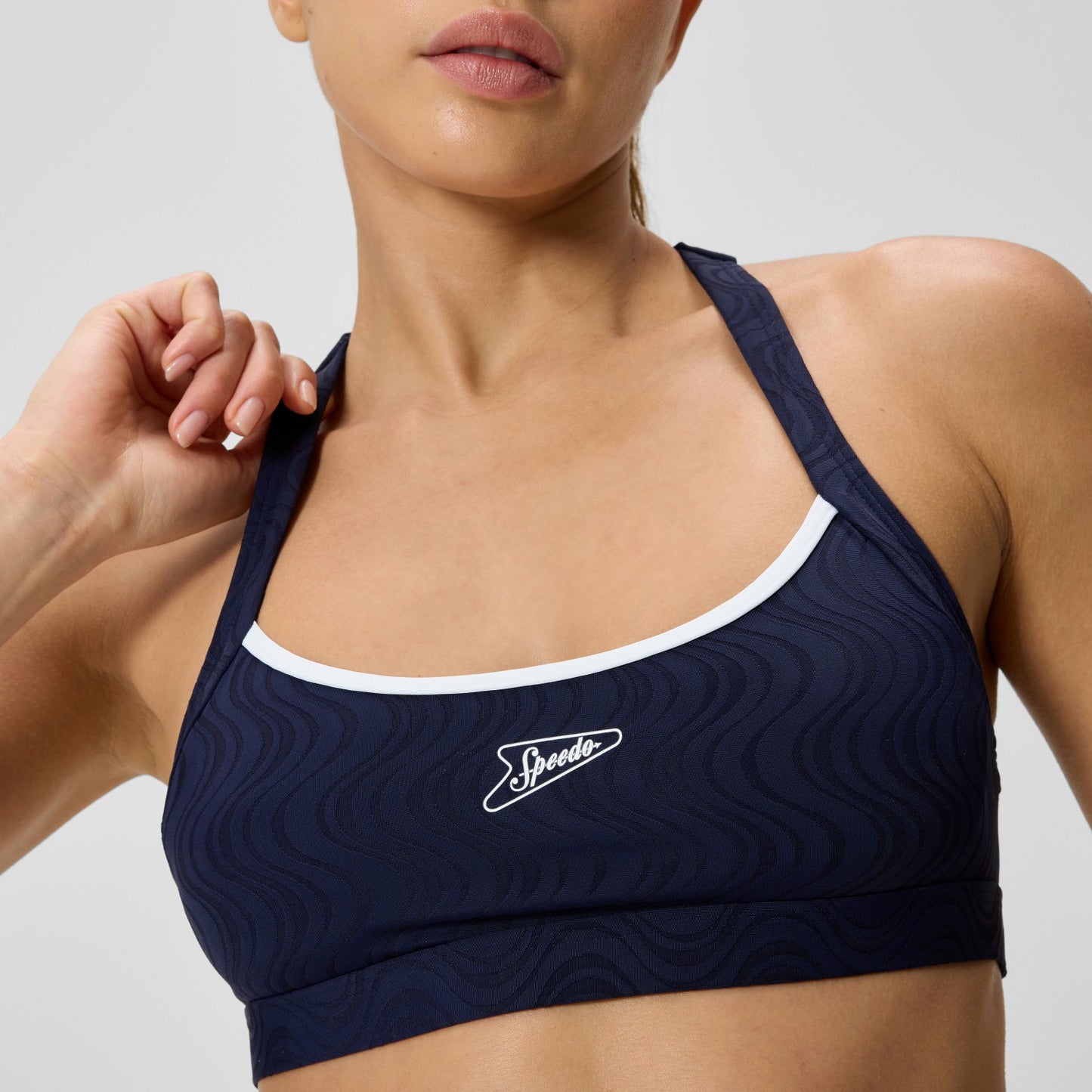 Jetstream Textured Crossback Bikini Top Navy/White - Speedo