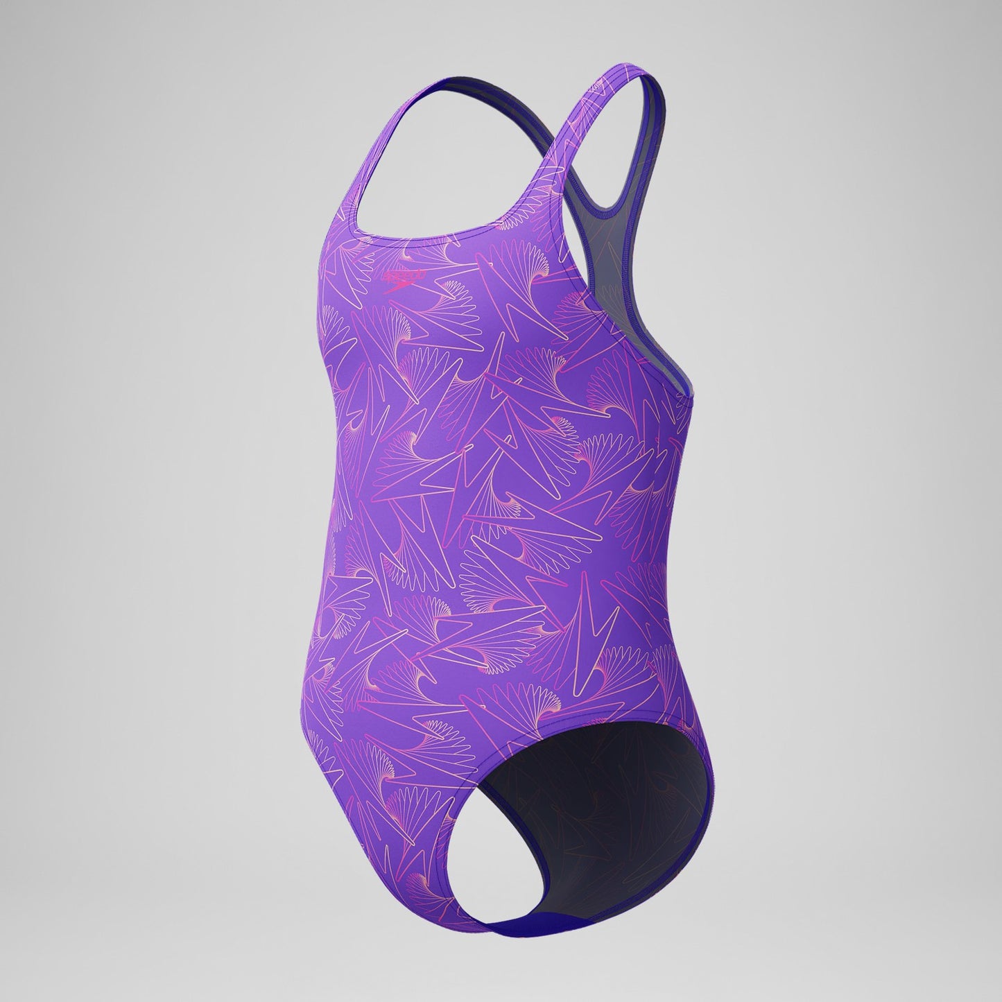 Girls Hyperboom Medalist Allover Print Swimsuit Purple/Pink - Speedo
