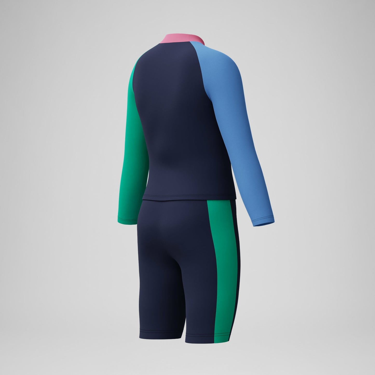 Girls' Colourblock Rash Top & Jammer Set Black/Pink - Speedo