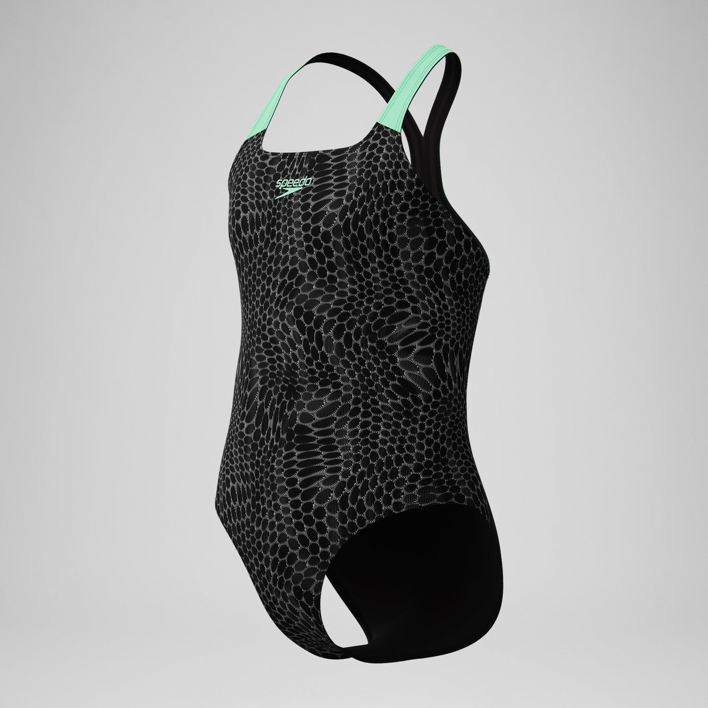 Girls Allover Powerback Swimsuit Black/Green - Speedo