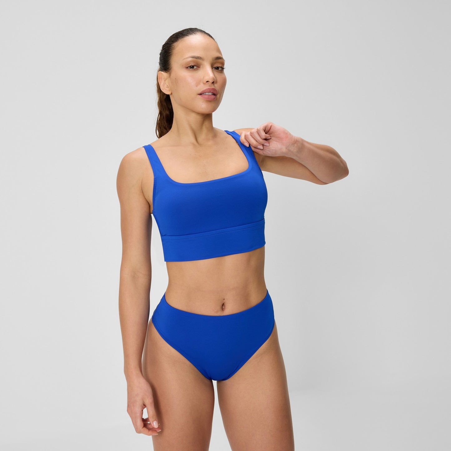 Solid Square Neck Bikini Top Blue - Speedo