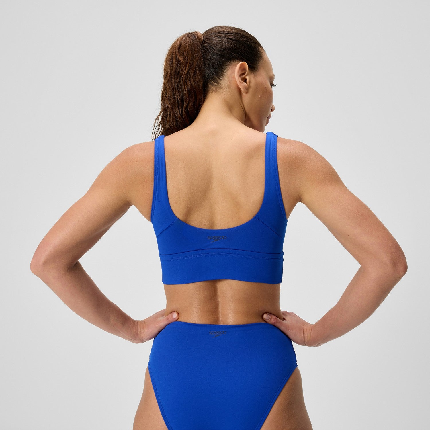 Solid Square Neck Bikini Top Blue - Speedo