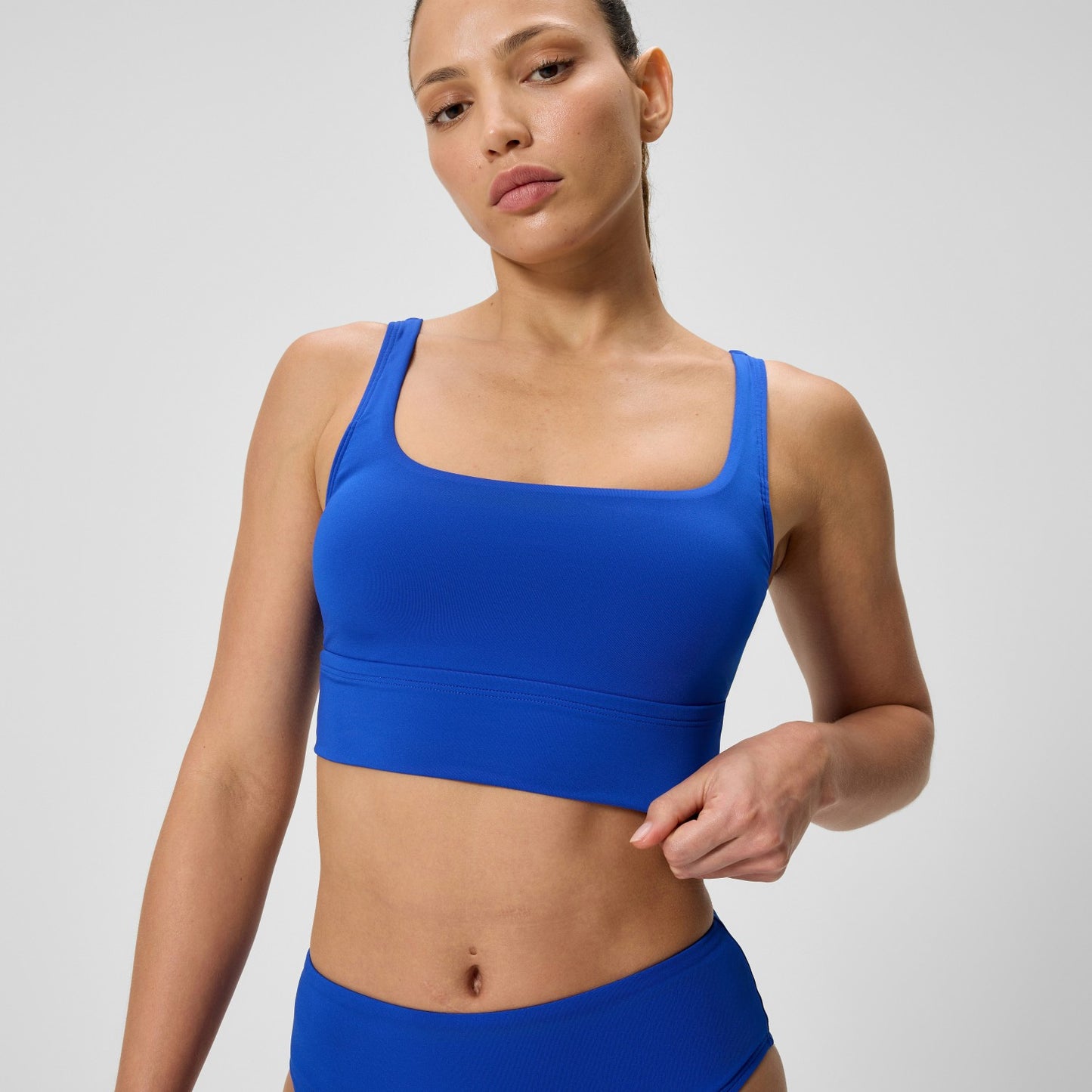 Solid Square Neck Bikini Top Blue - Speedo