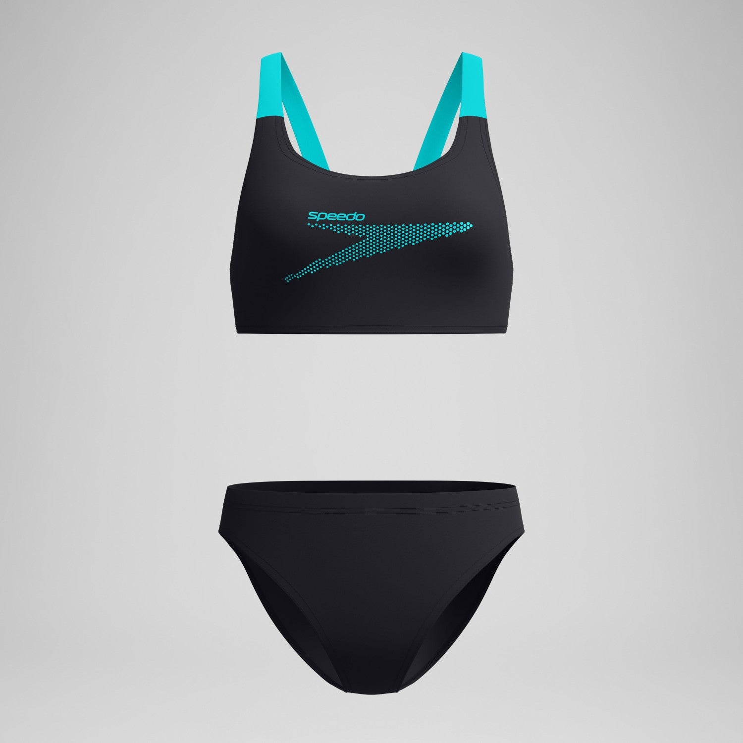 Boom Solid Leaderback Bikini Set Black/Turquoise - Speedo