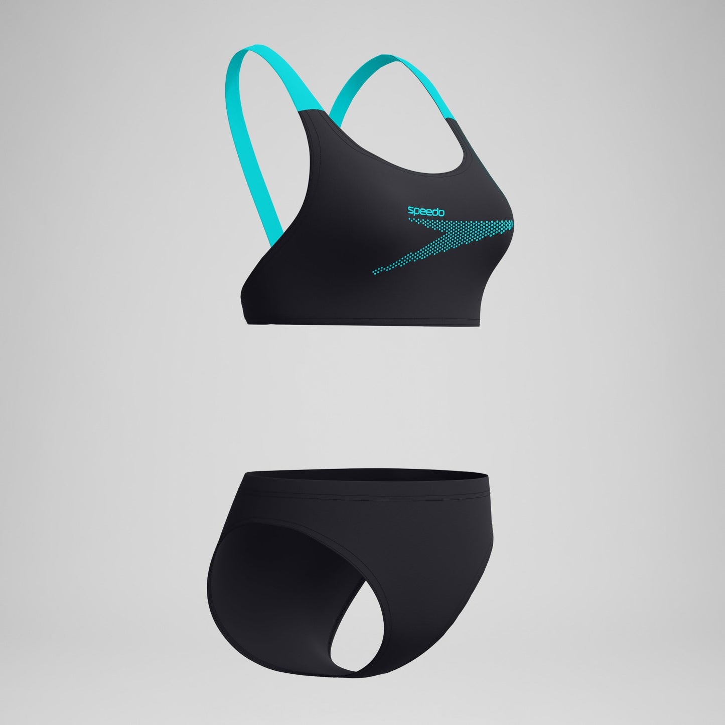 Boom Solid Leaderback Bikini Set Black/Turquoise - Speedo