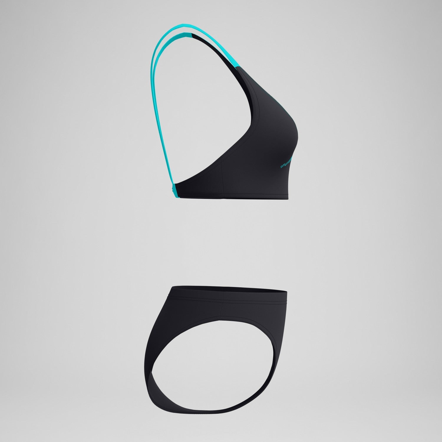 Boom Solid Leaderback Bikini Set Black/Turquoise - Speedo