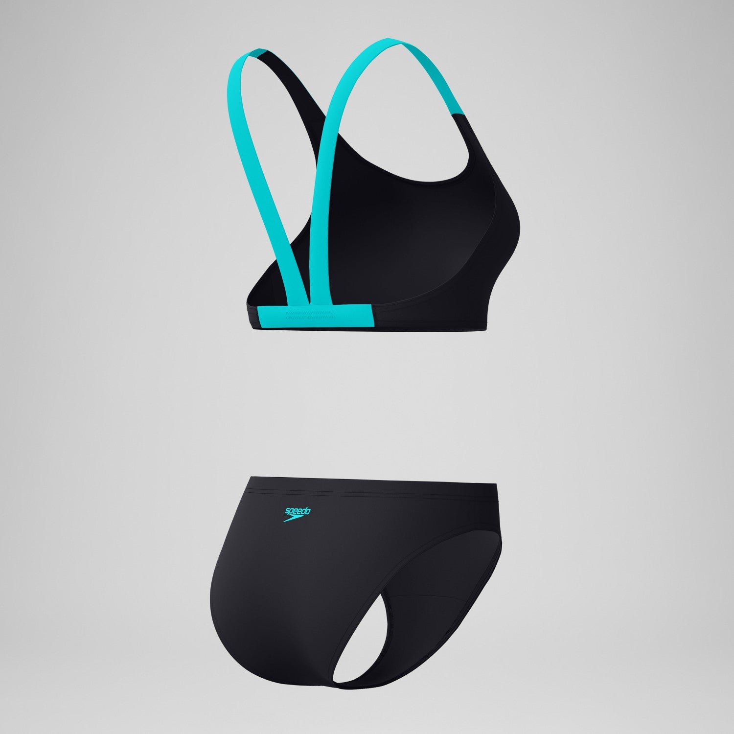 Boom Solid Leaderback Bikini Set Black/Turquoise - Speedo