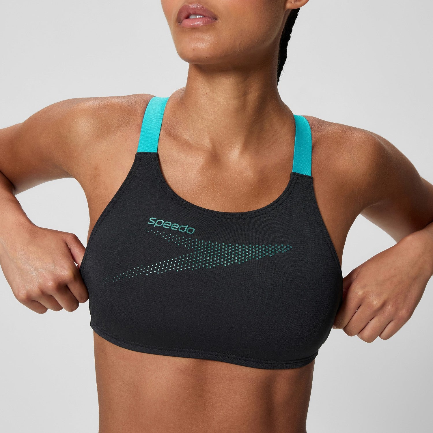 Boom Solid Leaderback Bikini Set Black/Turquoise - Speedo