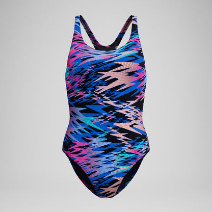 Hyperboom Printed Medalist Swimsuit Blue/Pink - Speedo