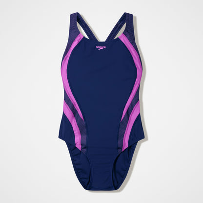 Quantum Rib Splice Swimsuit Navy/Pink - Speedo