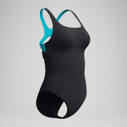 Solid Flex Band Swimsuit Black/Turquoise - Speedo