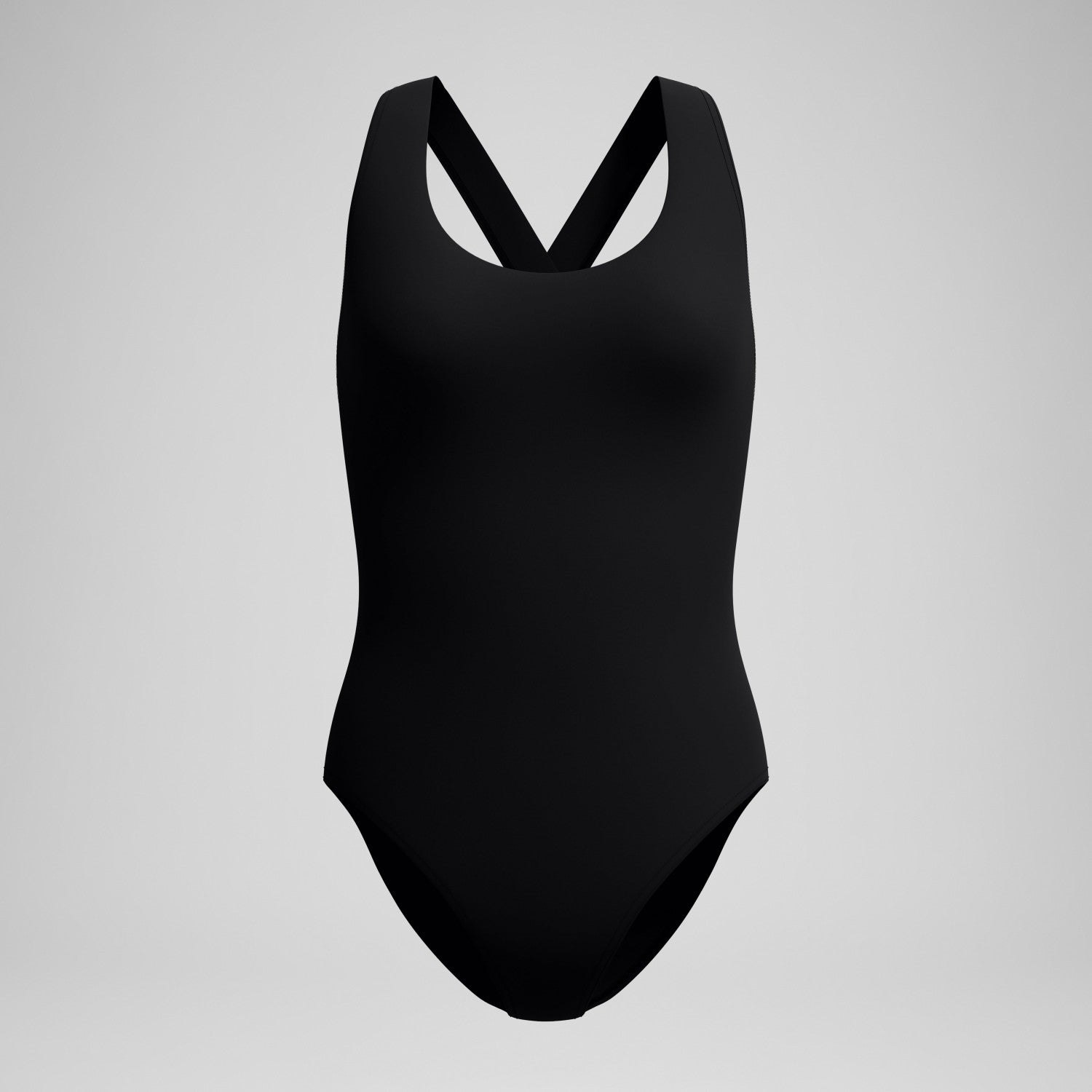 Solid Scoop Neck Swimsuit Black - Speedo
