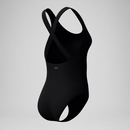 Solid Scoop Neck Swimsuit Black - Speedo