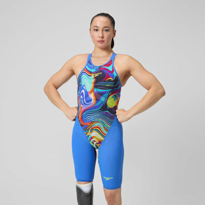 Fastskin LZR Pure Valor 2.0 Openback Kneeskin Blue/Pink - Speedo