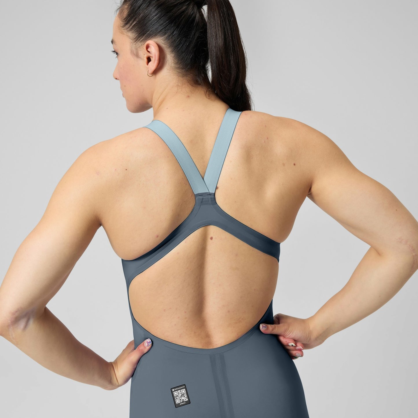 Fastskin LZR Pure Valor 2.0 Openback Kneeskin Grey/Blue - Speedo