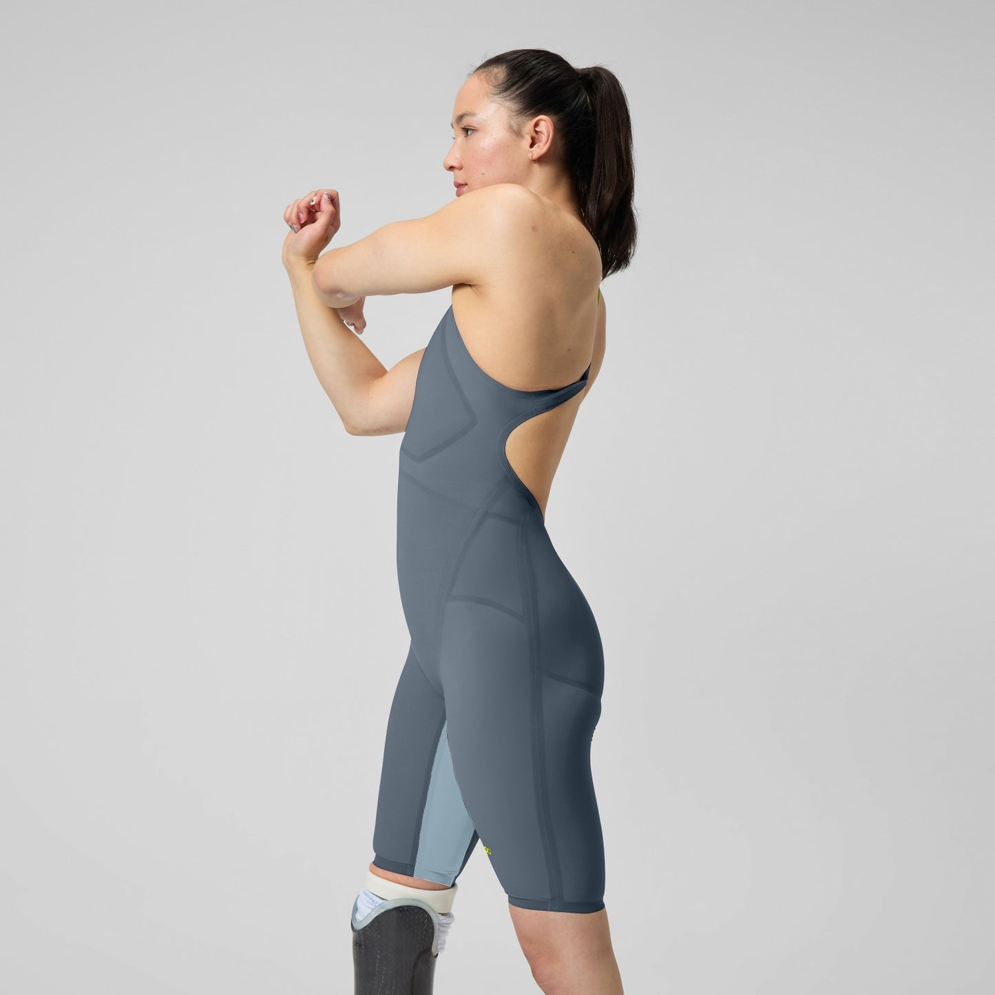 Fastskin LZR Pure Valor 2.0 Openback Kneeskin Grey/Blue - Speedo