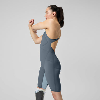 Fastskin LZR Pure Valor 2.0 Openback Kneeskin Grey/Blue - Speedo