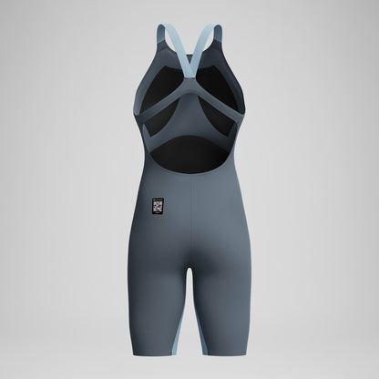 Fastskin LZR Pure Valor 2.0 Openback Kneeskin Grey/Blue - Speedo
