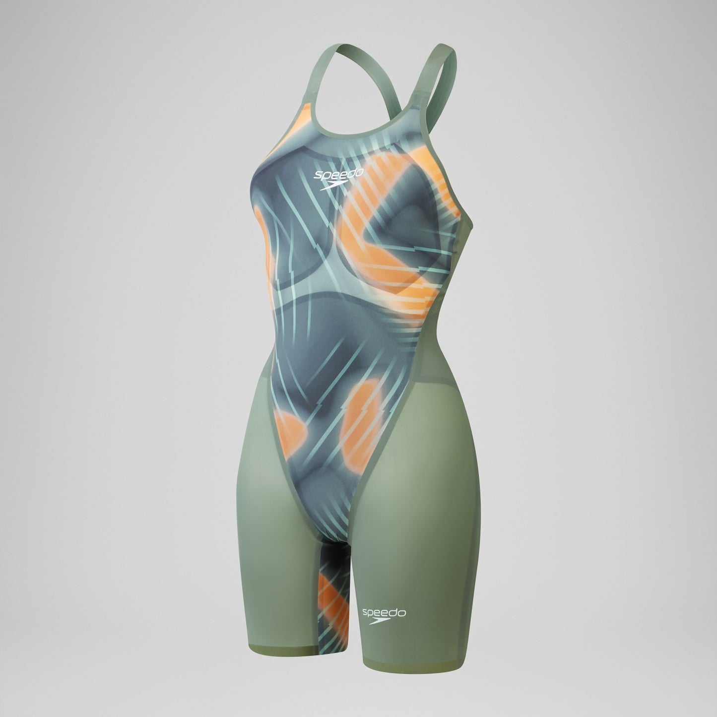 Fastskin LZR Pure Valor 2.0 Openback Kneeskin Green/Orange - Speedo