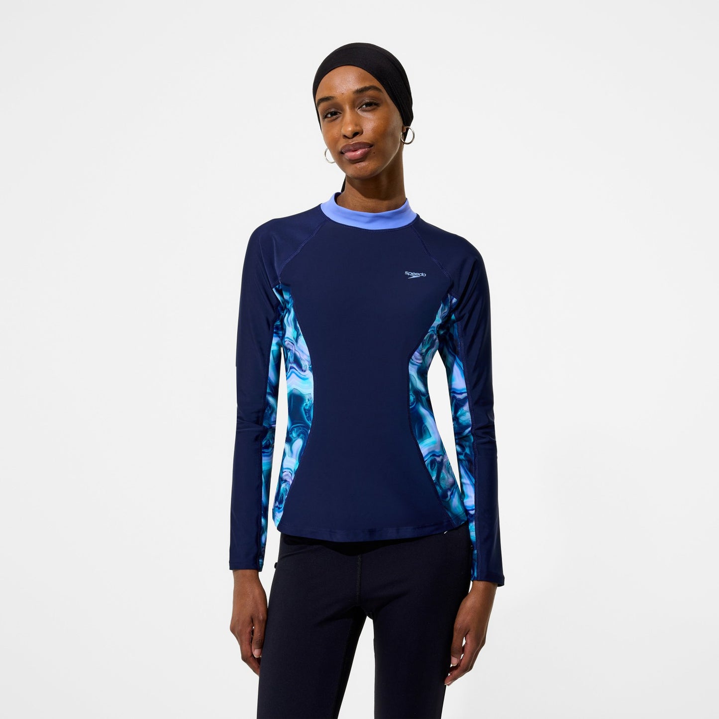 Modern Coverage Printed Long Sleeve Rashguard Navy - Speedo