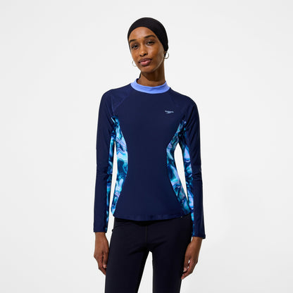 Modern Coverage Printed Long Sleeve Rashguard Navy - Speedo