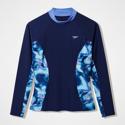 Modern Coverage Printed Long Sleeve Rashguard Navy - Speedo