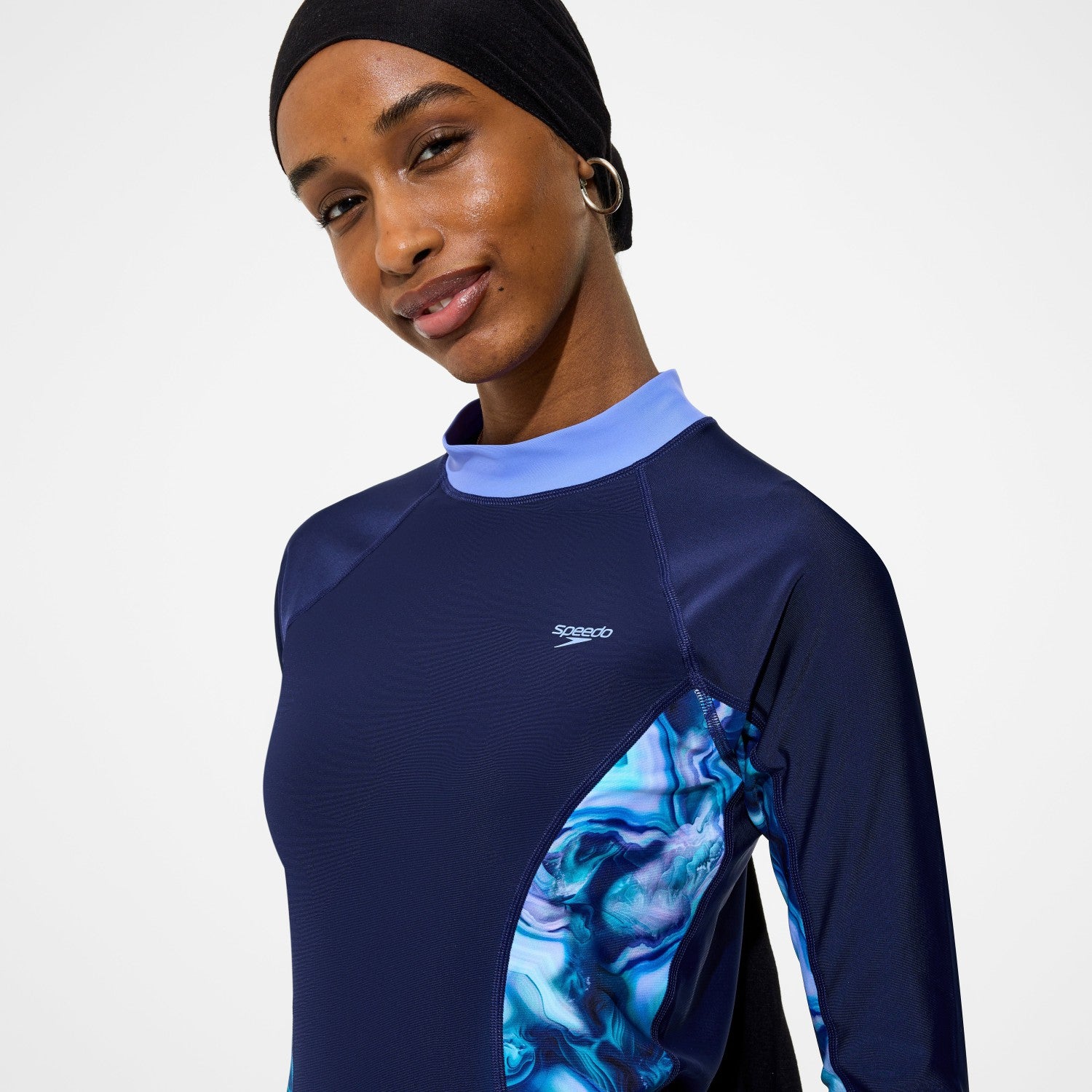Modern Coverage Printed Long Sleeve Rashguard Navy - Speedo