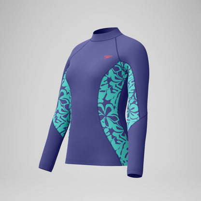 Printed Long Sleeve Rash Top Blue/Green - Speedo