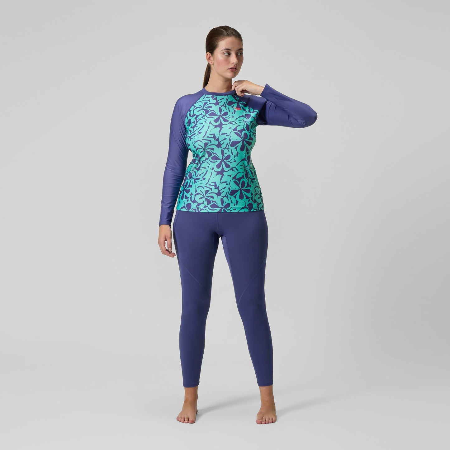 Printed Long Sleeve Rash Top Blue/Green - Speedo