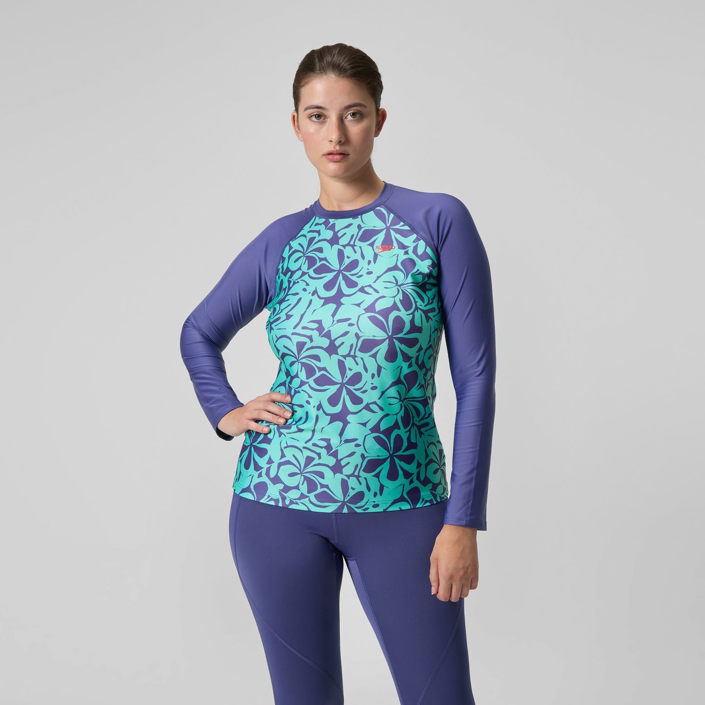 Printed Long Sleeve Rash Top Blue/Green - Speedo