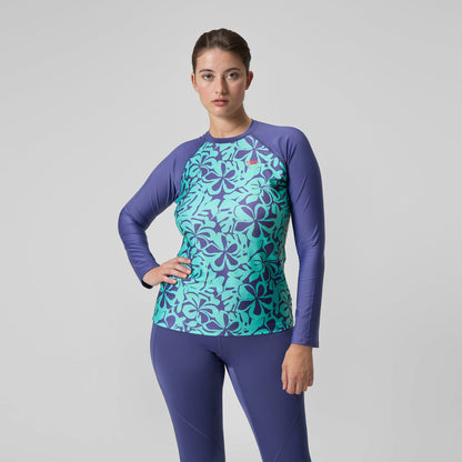 Printed Long Sleeve Rash Top Blue/Green - Speedo