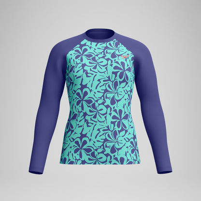 Printed Long Sleeve Rash Top Blue/Green - Speedo