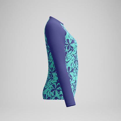 Printed Long Sleeve Rash Top Blue/Green - Speedo