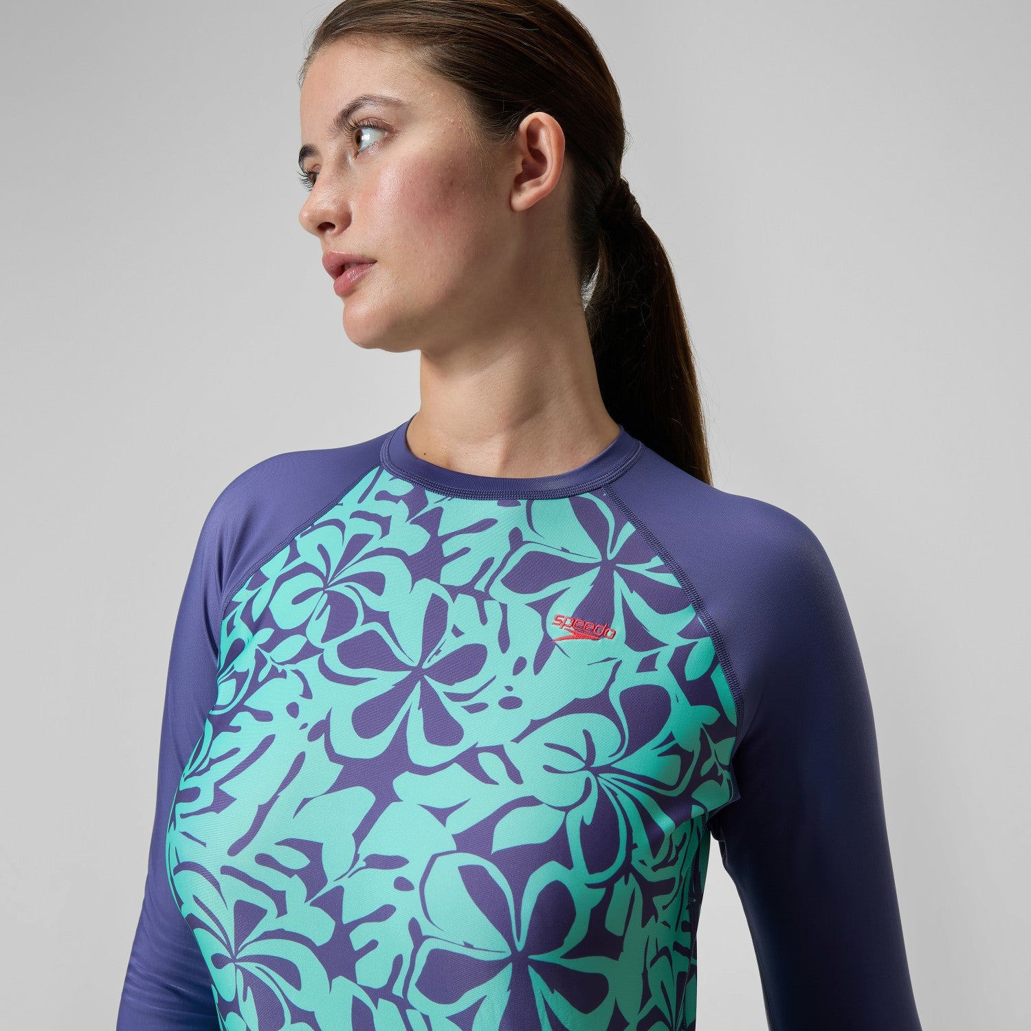 Printed Long Sleeve Rash Top Blue/Green - Speedo