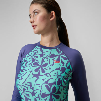 Printed Long Sleeve Rash Top Blue/Green - Speedo