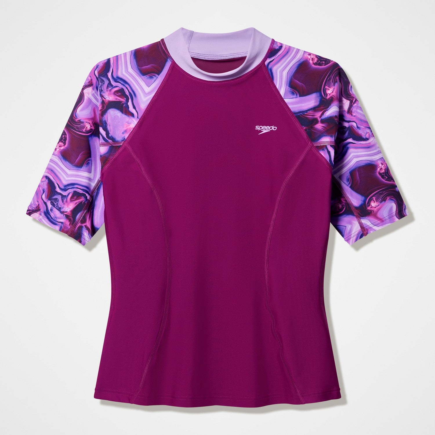 Modern Coverage Printed Short Sleeve Rashguard Dark Pink - Speedo