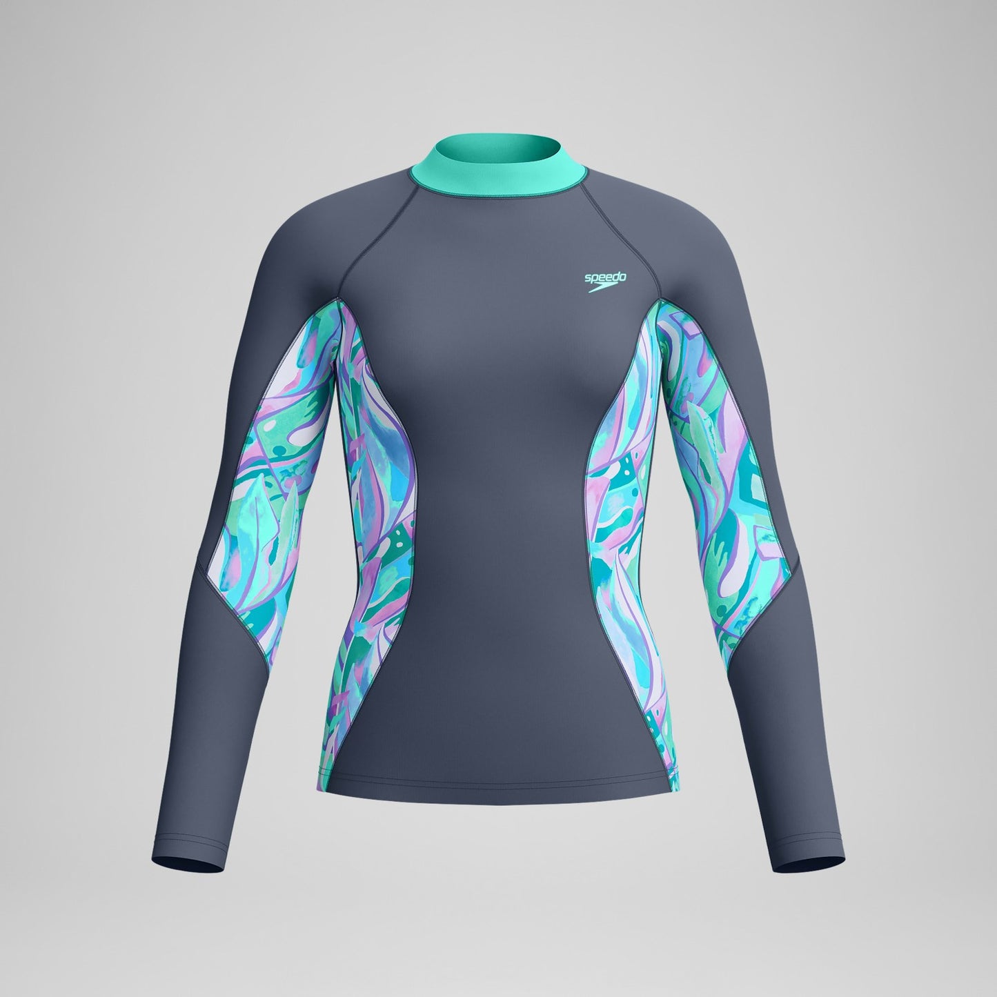 Long Sleeve Rashguard Grey/Turquoise - Speedo