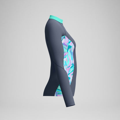 Long Sleeve Rashguard Grey/Turquoise - Speedo