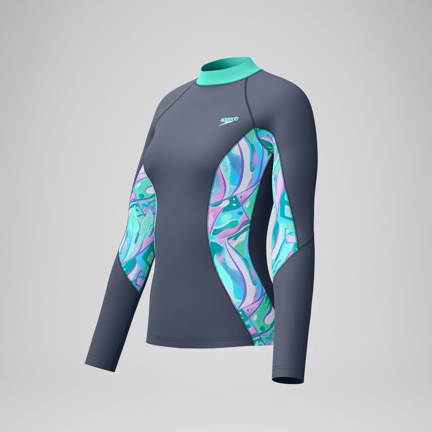 Long Sleeve Rashguard Grey/Turquoise - Speedo