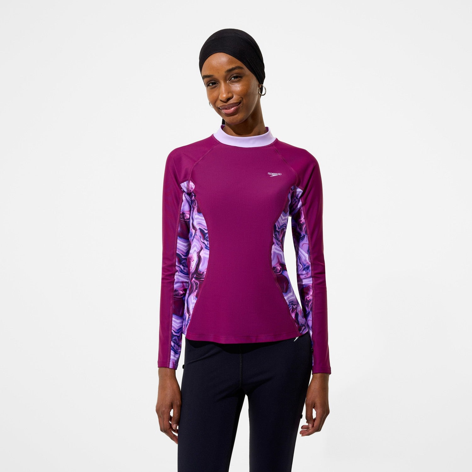 Modern Coverage Printed Long Sleeve Rashguard Dark Pink - Speedo