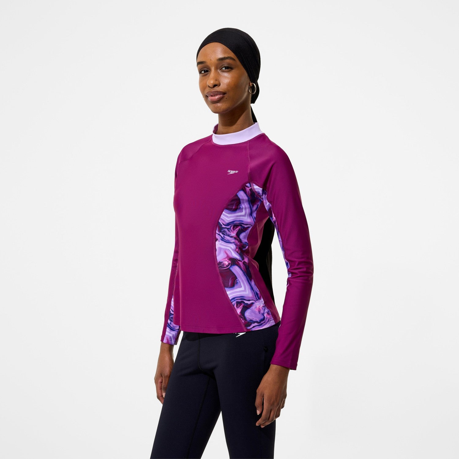 Modern Coverage Printed Long Sleeve Rashguard Dark Pink - Speedo