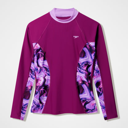 Modern Coverage Printed Long Sleeve Rashguard Dark Pink - Speedo