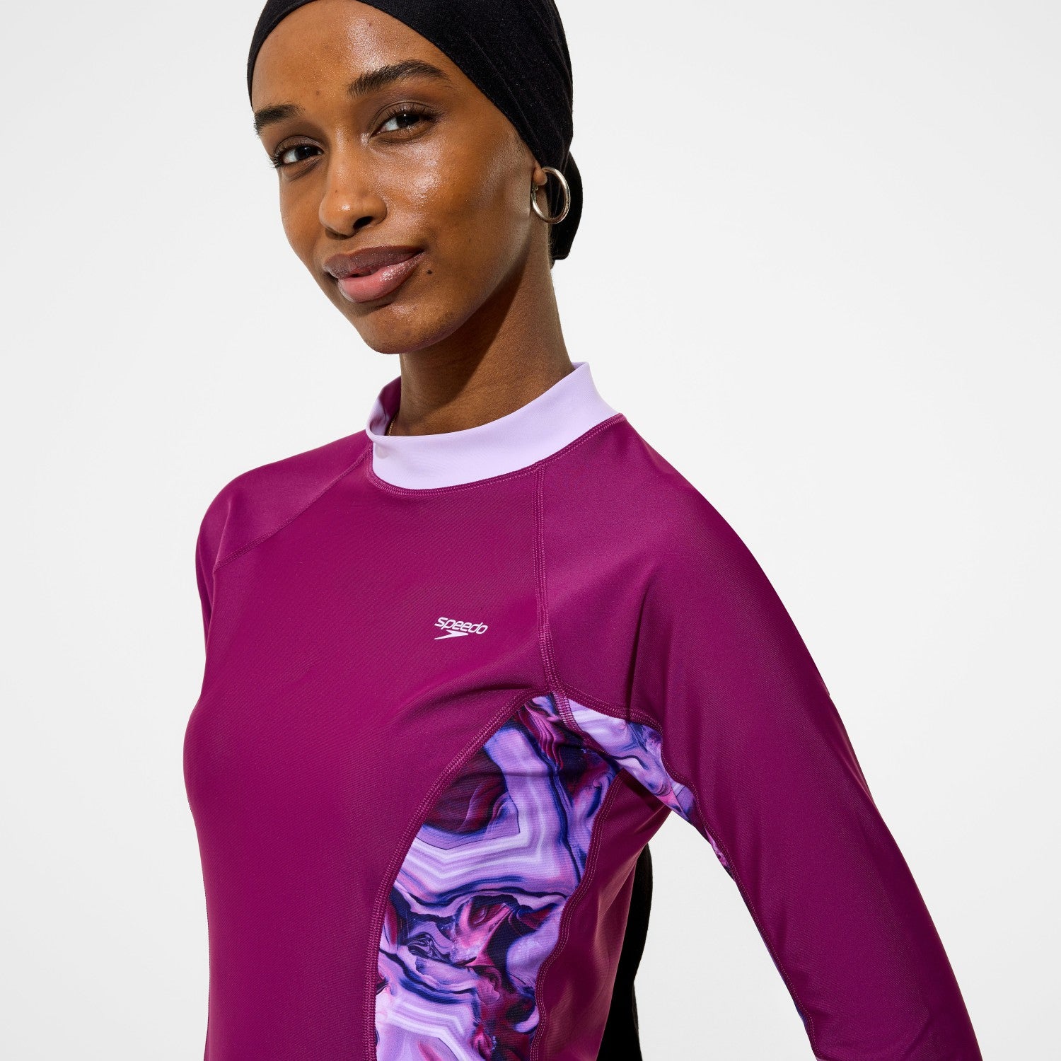 Modern Coverage Printed Long Sleeve Rashguard Dark Pink - Speedo