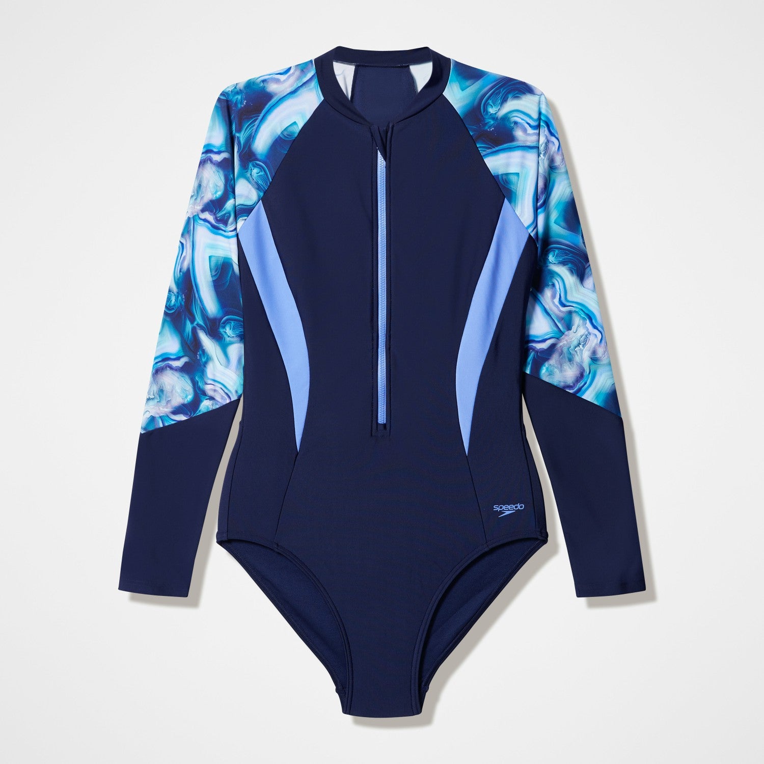 Modern Coverage Printed Long Sleeve Swimsuit Navy - Speedo