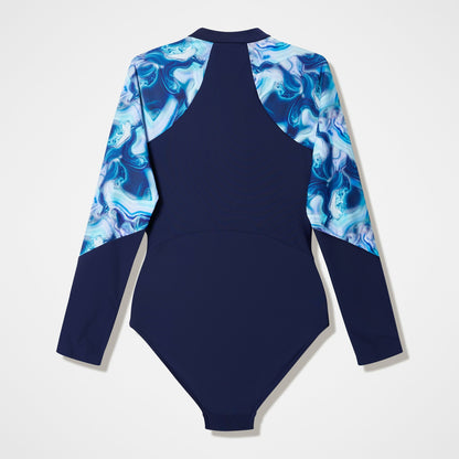 Modern Coverage Printed Long Sleeve Swimsuit Navy - Speedo