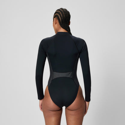 Scuba Flex Long Sleeve Zip Swimsuit Black/Green - Speedo