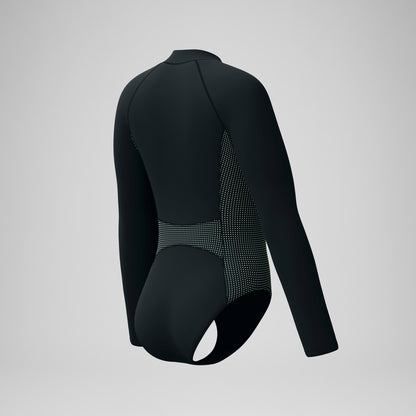 Scuba Flex Long Sleeve Zip Swimsuit Black/Green - Speedo